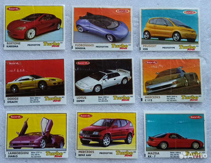 Вкладыши от жвачки Turbo, Bombibom, Mayfair