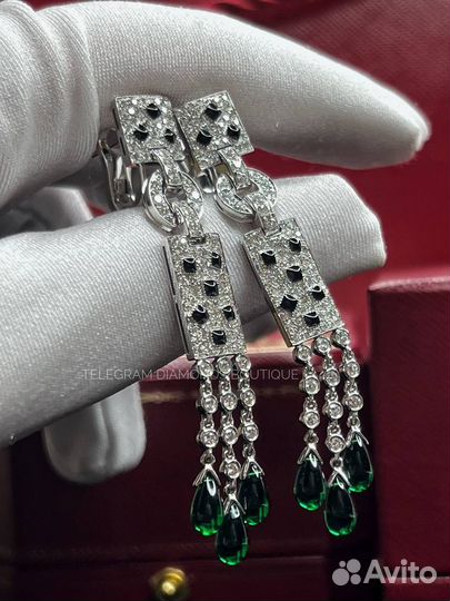 Серьги cartier panthere белое золото 750