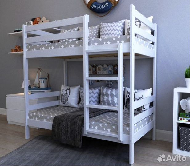 Двухярусная кровать деревянная
