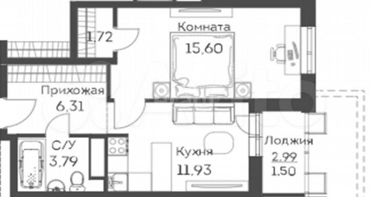 1-к. квартира, 40,9 м², 20/24 эт.