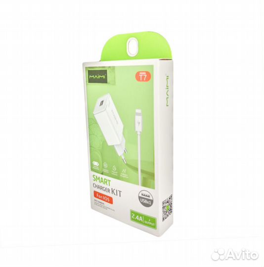 Сзу Maimi T7 USB 2.4A + кабель USB-Lightning