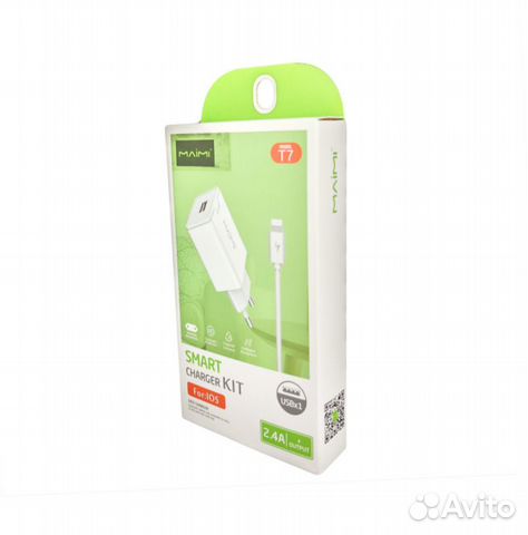 Сзу Maimi T7 USB 2.4A + кабель USB-Lightning