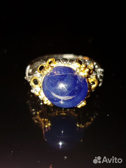 Серебряное кольцо с Сапфиром и Шпинелью