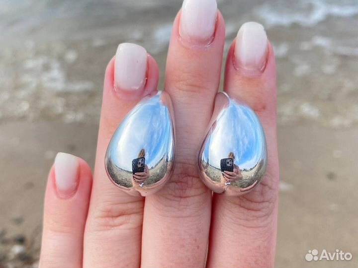 Серьги капли и кулон капля под Bottega Veneta