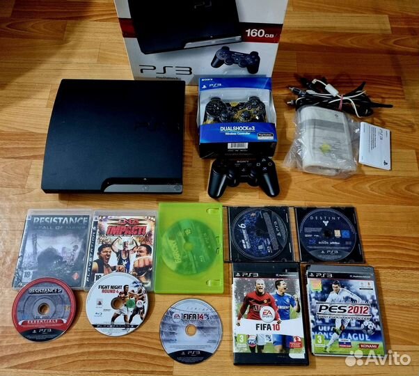 Sony PS3 Slim + 70 игр, два геймпада