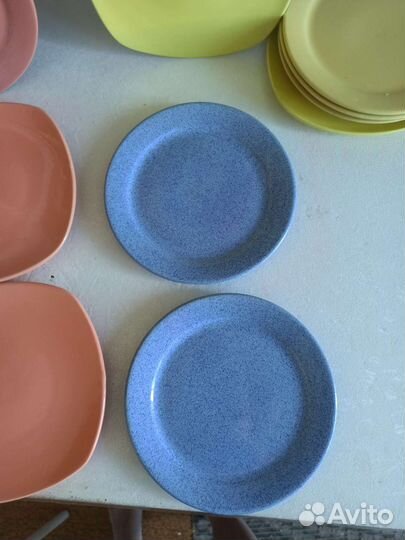 Тарелки плоские цветные 12 шт пакетом