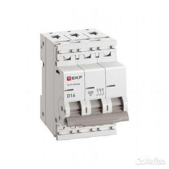 Выключатель автоматический 3п D 16А 6кА ва 47-63N MA без теплового расцеп. PROxima EKF M63MA6316D