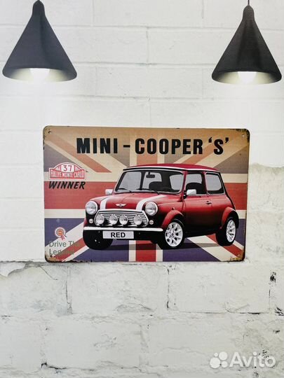 Декор на стену табличка Mini Cooper