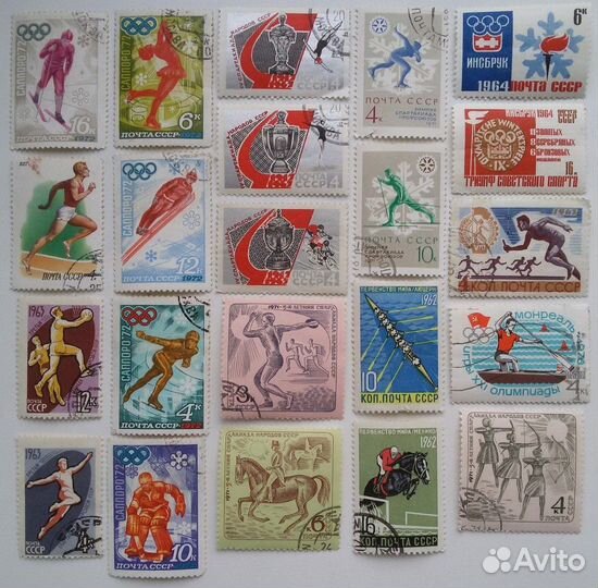 Почтовые марки СССР Спорт 64 шт