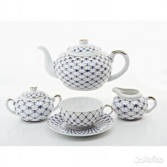 Сервиз чайный «Кобальтовая сетка» 6перс./ 16пред