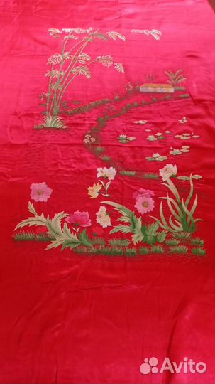 Шелковое покрывало ручной работы.Винтаж.Натур.шелк