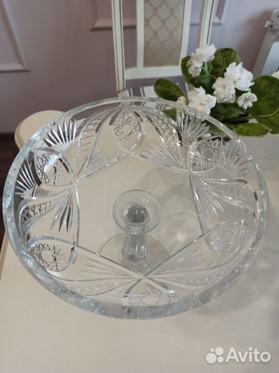 Большая хрустальная фруктовница СССР