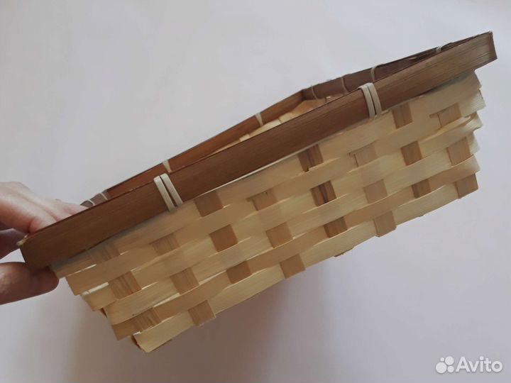 Новая корзина плетёная прямоугольная бамбук