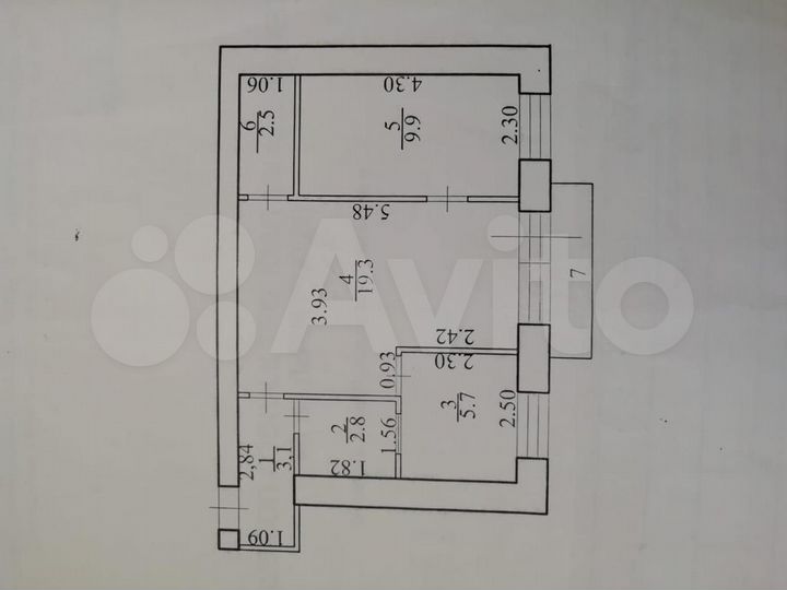 2-к. квартира, 44 м², 3/5 эт.