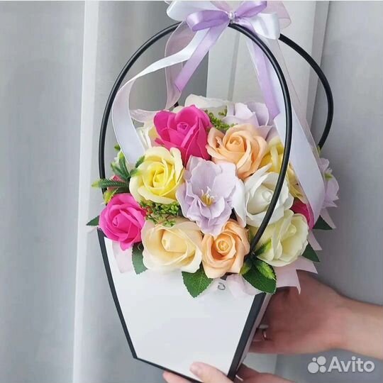 Корзины из мыльных цветов, подарок учителю