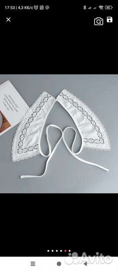 Воротник из льна на завязках