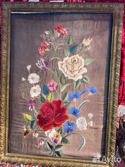 Вышивки в рамках старинные