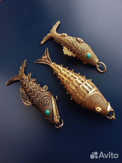 Подвески Рыбы серебро 800 экспортный Китай Италия