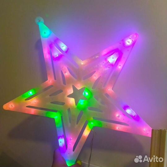 Звезда новогодняя. Размеры 40см. Длина шнура 1м10