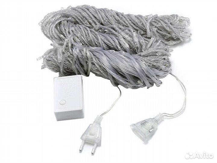 Синяя гирлянда штора водопад 1,5х1,5