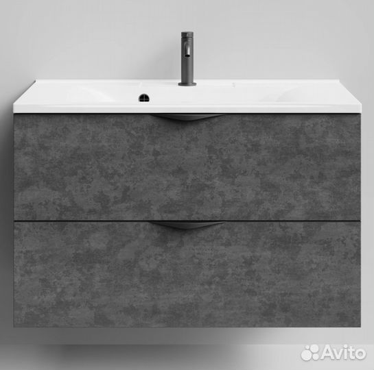 Тумба с раковиной Марко 90 подвесная, Серый камень