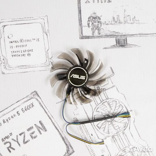 Вентилятор для asus GTX 660 750 1050 75мм №1