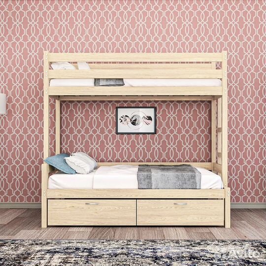 Двухъярусная детская кровать из дерева