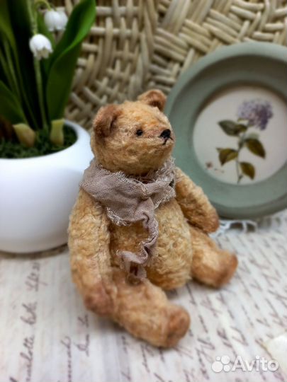 Мишка тедди ручная работа сидя 8см