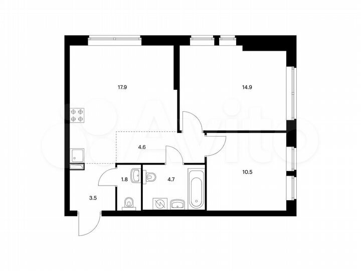 2-к. квартира, 57,9 м², 4/32 эт.