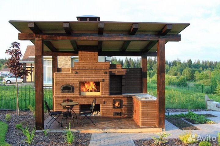 Печи мангалы из кирпича камины барбекю