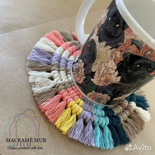 Подставка под горячее плетеная макраме
