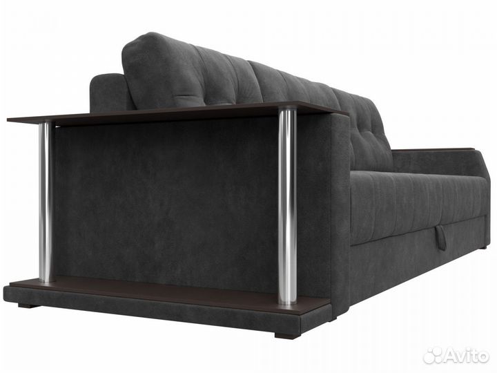 Диван прямой Атлантида стол слева, велюр, brut 16 темно-серый