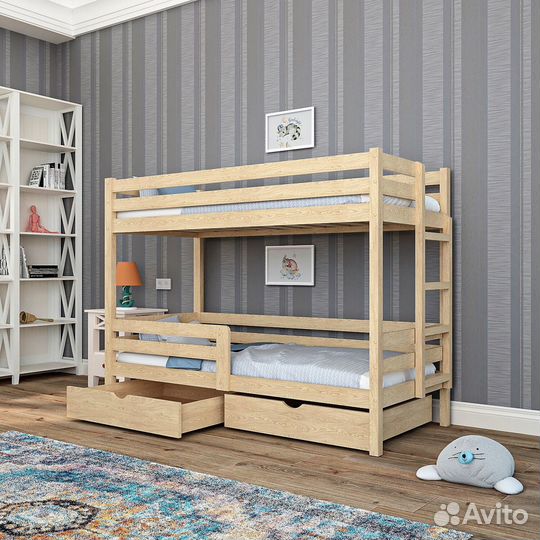 Двухъярусная детская кровать ручной работы