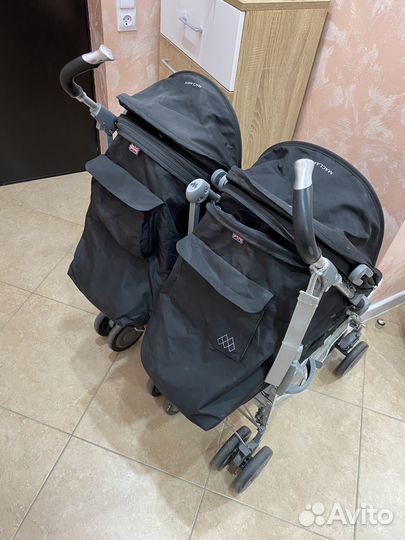 Прогулочная коляска для двойни трость