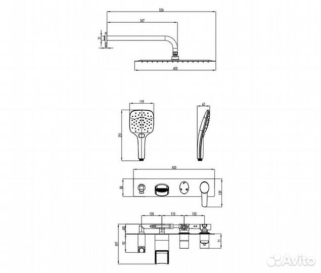 Душевая система Lemark lm3225c Хром 357x300