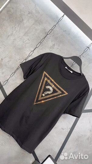 Футболка женская оверсайз со стразами, Турция