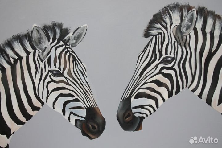 Картина маслом Зебры холст 50х80см