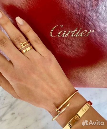Золотой браслет,кольцо,серьги (Комплект) Cartier