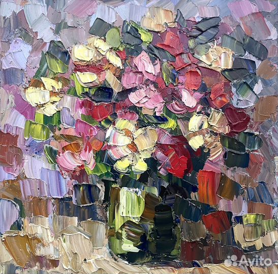 Картина маслом цветы текстурная
