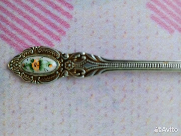 Мельхиоровые кофейные ложки финифть