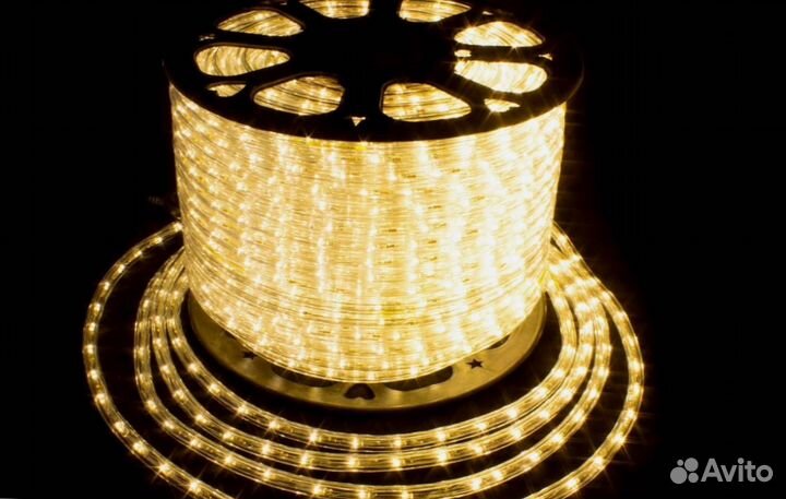 Освещение фасада. Монтаж. Гирлянда дюралайт