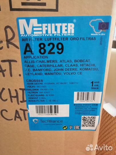 Фильтр воздушный M-filter A829
