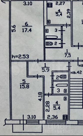 Доля в 2-к. квартире, 47,7 м², 4/5 эт.