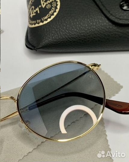 Очки ray ban round metal голубой