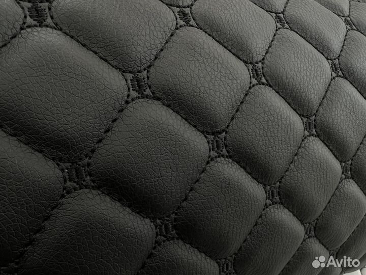 Экокожа стеганая черная черный квадрат