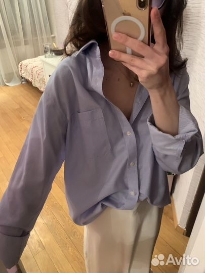 Голубая рубашка в клетку