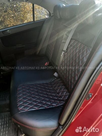 Авточехлы Mitsubishi Lancer X с 2007г экокожа ромб