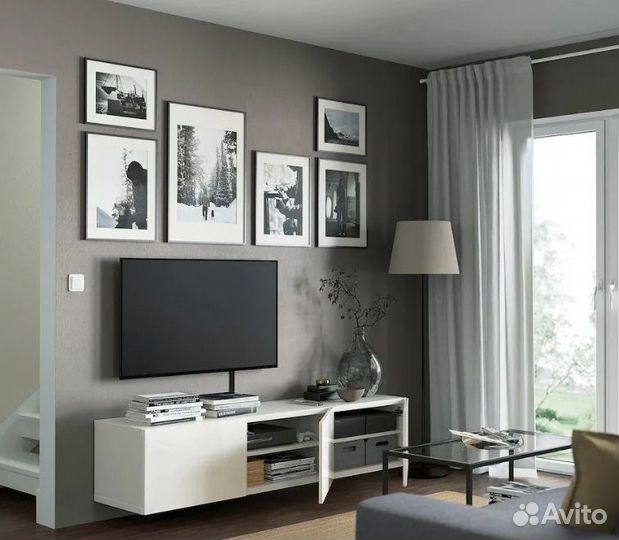 Тумба под тв Бесто Икеа 180x42x38 глянцевый