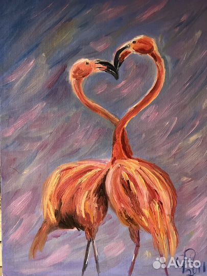 Картина маслом на холсте Лебеди