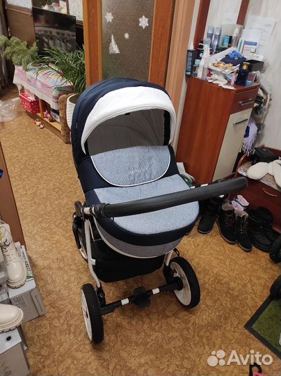 Коляска Indigo 2 в 1, синяя, модель 2021 года